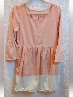 Anthropologie Holding Horses Lilibet Pink Dip Dye Ombre Boho Chambray Dress 12